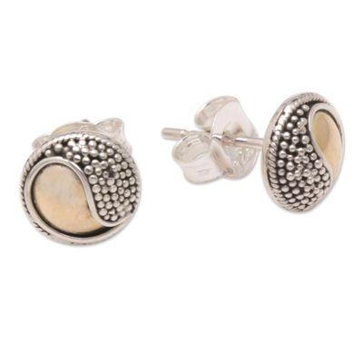 Alternate image for 18k Gold-Accented Sterling Silver Ying-Yang Stud Earrings Precious Duality