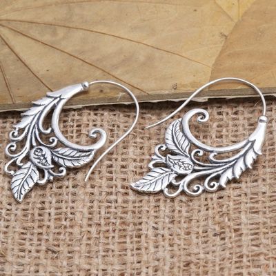 Alternate image for Sterling Silver Leaf-Motif Drop Earrings Forest Leaves