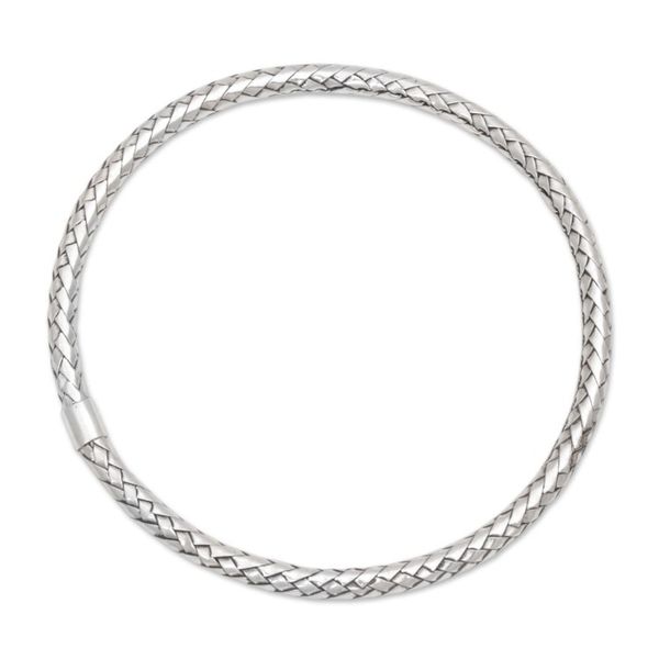 Alternate image for Handmade Sterling Silver Bangle Bracelet from Indonesia Simple Perfection