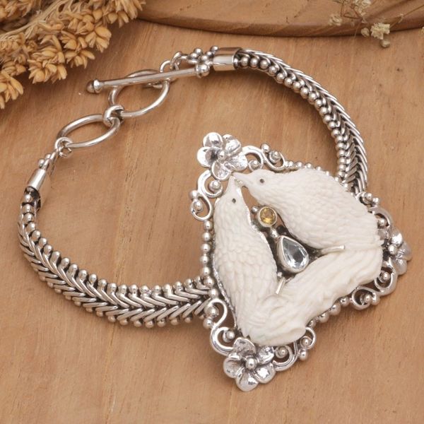 Alternate image for World Peace Dove Pendant Bracelet, Blue Topaz and Citrine Peace, Love and Affection