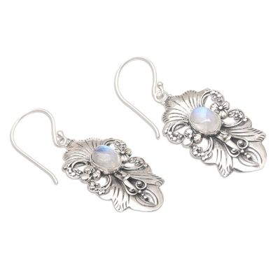 Alternate image for Rainbow Moonstone and Sterling Silver Dangle Earrings Night Reflection