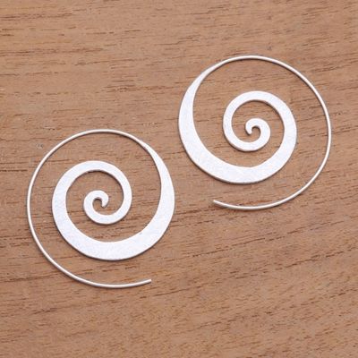 Alternate image for Spiral-Shaped Sterling Silver Half-Hoop Earrings from Bali Spiral Loop