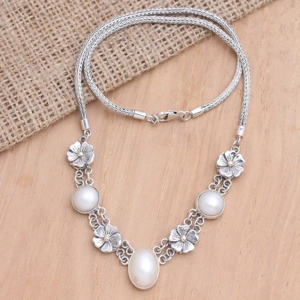 Alternate image for Gold-Accented Cultured Pearl Pendant Necklace Celestial Glow