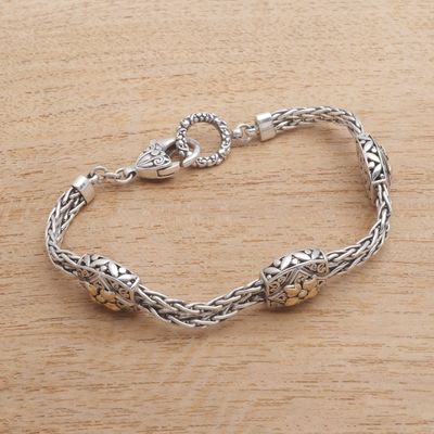 Alternate image for Floral Gold Accented Sterling Silver Station Bracelet Floral Isles