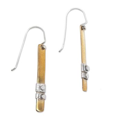 Alternate image for 925 Sterling Silver Accent Brass Dangle Earrings from Bali Island Journey