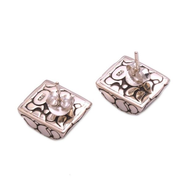 Alternate image for Sterling Silver Half Moon Bali Paisley Button Earrings Bali Paisley