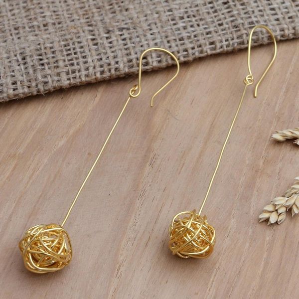 Alternate image for Handmade Gold-Plated Dangle Earrings Chaos Theory