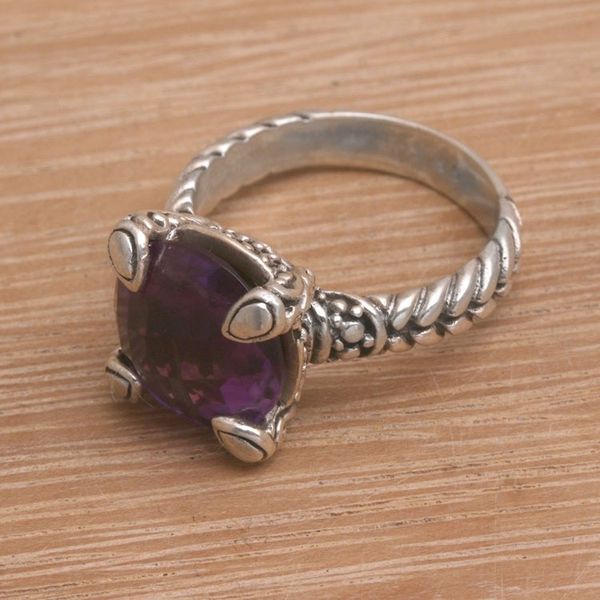Alternate image for Handmade 925 Sterling Silver Amethyst Cocktail Ring Garden Bliss
