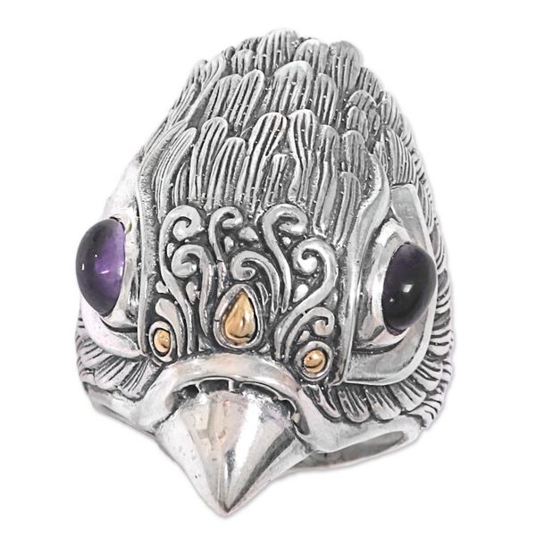 Alternate image for Amethyst Sterling Silver Gold Accent Ring Indonesia Starlings Gaze