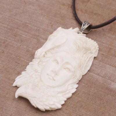 Alternate image for Handcrafted Adjustable Bone Pendant Necklace from Bali Wild Lady