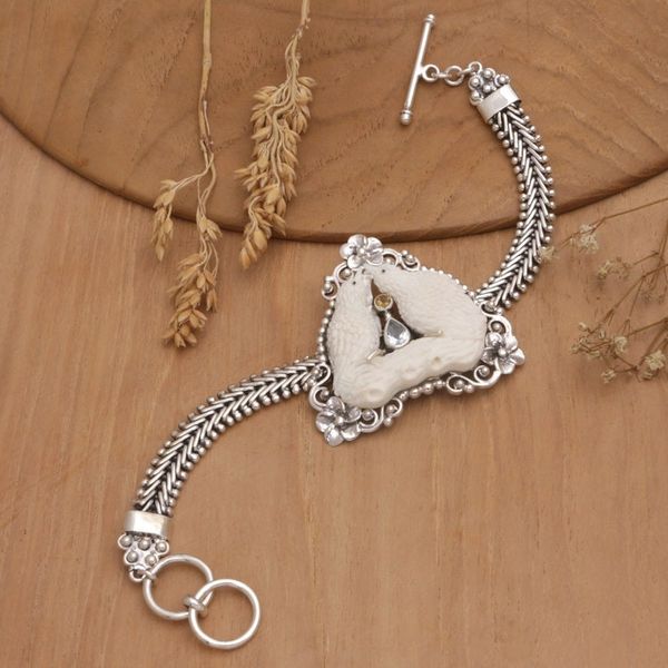 Alternate image for World Peace Dove Pendant Bracelet, Blue Topaz and Citrine Peace, Love and Affection