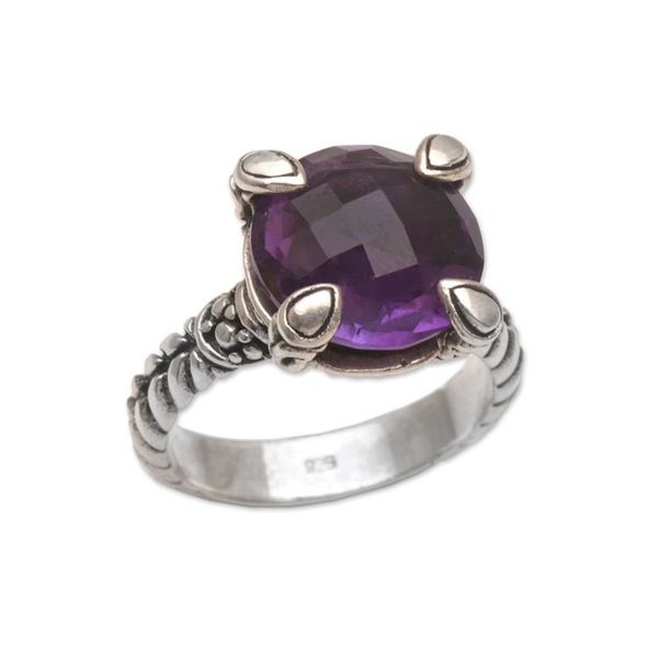 Alternate image for Handmade 925 Sterling Silver Amethyst Cocktail Ring Garden Bliss
