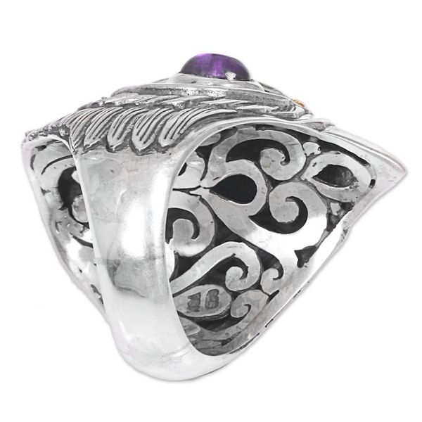 Alternate image for Amethyst Sterling Silver Gold Accent Ring Indonesia Starlings Gaze
