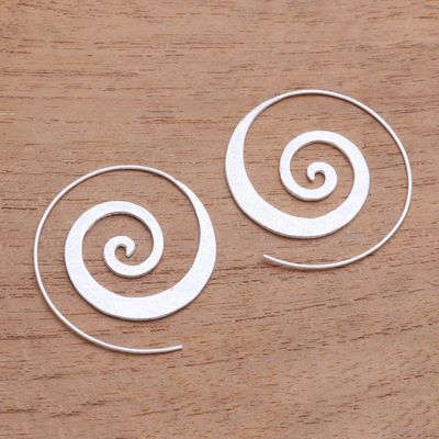 Alternate image for Spiral-Shaped Sterling Silver Half-Hoop Earrings from Bali Spiral Loop