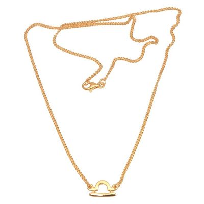 Alternate image for 18k Gold Plated Sterling Silver Libra Pendant Necklace Golden Libra