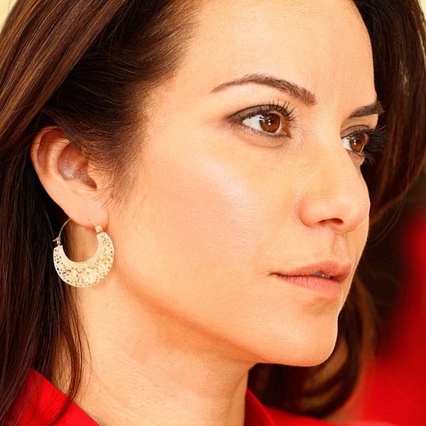 Alternate image for Ornate 22k Gold Vermeil Hoop Earrings from Indonesia Garden of Eden