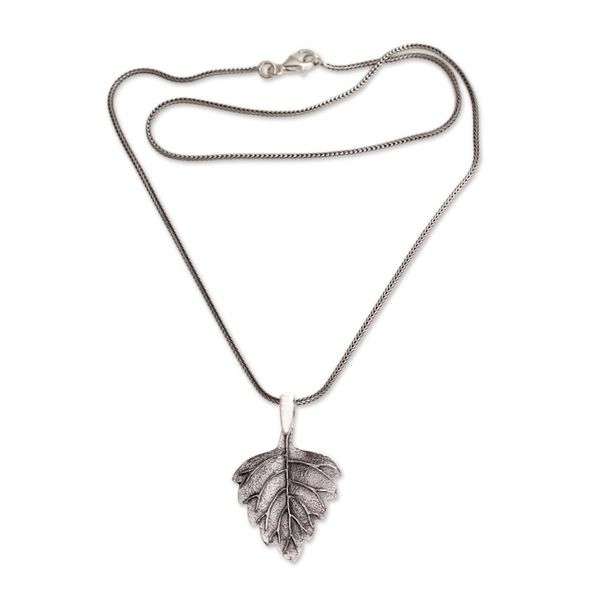 Alternate image for Handmade Sterling Silver Pendant Necklace Glistening Leaf