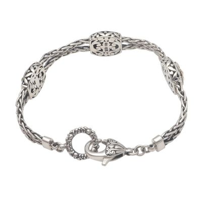 Alternate image for Floral Gold Accented Sterling Silver Station Bracelet Floral Isles