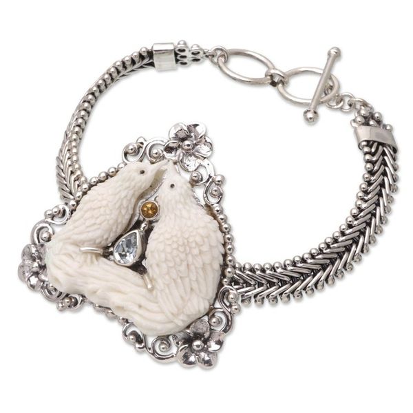 Alternate image for World Peace Dove Pendant Bracelet, Blue Topaz and Citrine Peace, Love and Affection