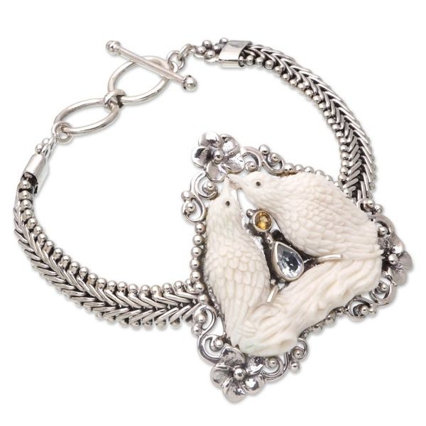 Alternate image for World Peace Dove Pendant Bracelet, Blue Topaz and Citrine Peace, Love and Affection