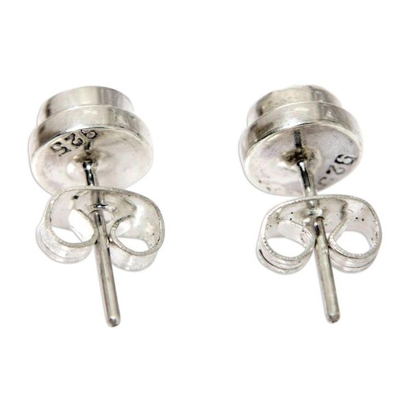 Alternate image for Artisan Crafted Green Peridot Stud Earrings in 925 Silver Green Simplicity