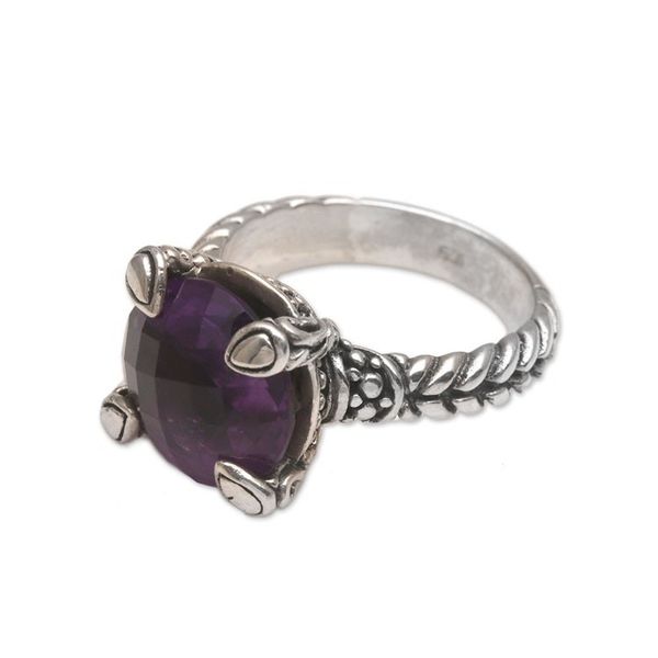 Alternate image for Handmade 925 Sterling Silver Amethyst Cocktail Ring Garden Bliss