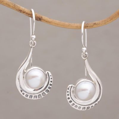 Alternate image for Sterling Silver and Cultured Pearl Dangle Earrings Marking Time