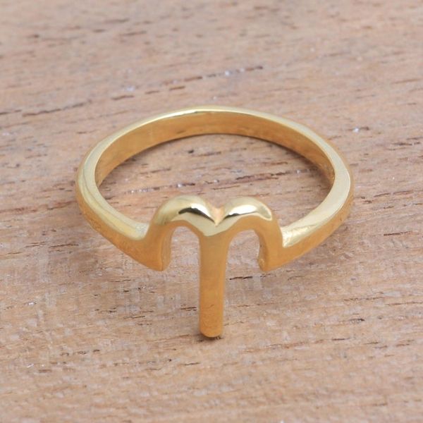 Alternate image for 18k Gold Plated Sterling Silver Aries Band Ring Golden Aries