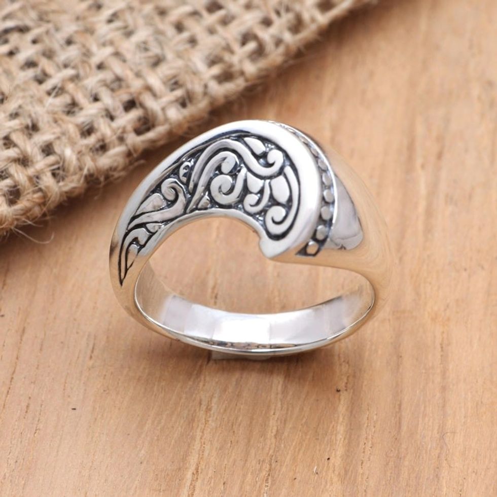 Artisan Made Sterling Silver Cocktail Ring 'Waving'