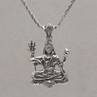 Alternate image for Lord Shiva Pendant Necklace Crafted from Sterling Silver Shiva Semedi