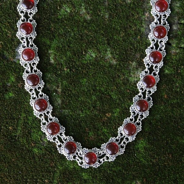 Alternate image for Sterling Silver Carnelian Statement Necklace Radiant Queen
