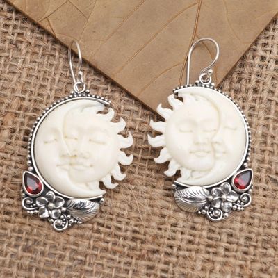 Alternate image for Hand Crafted Sun and Moon Dangle Earrings Celestial Siblings