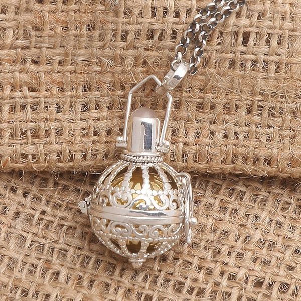 Alternate image for Silver and Moonstone Harmony Ball Necklace with Brass Protective Goddess