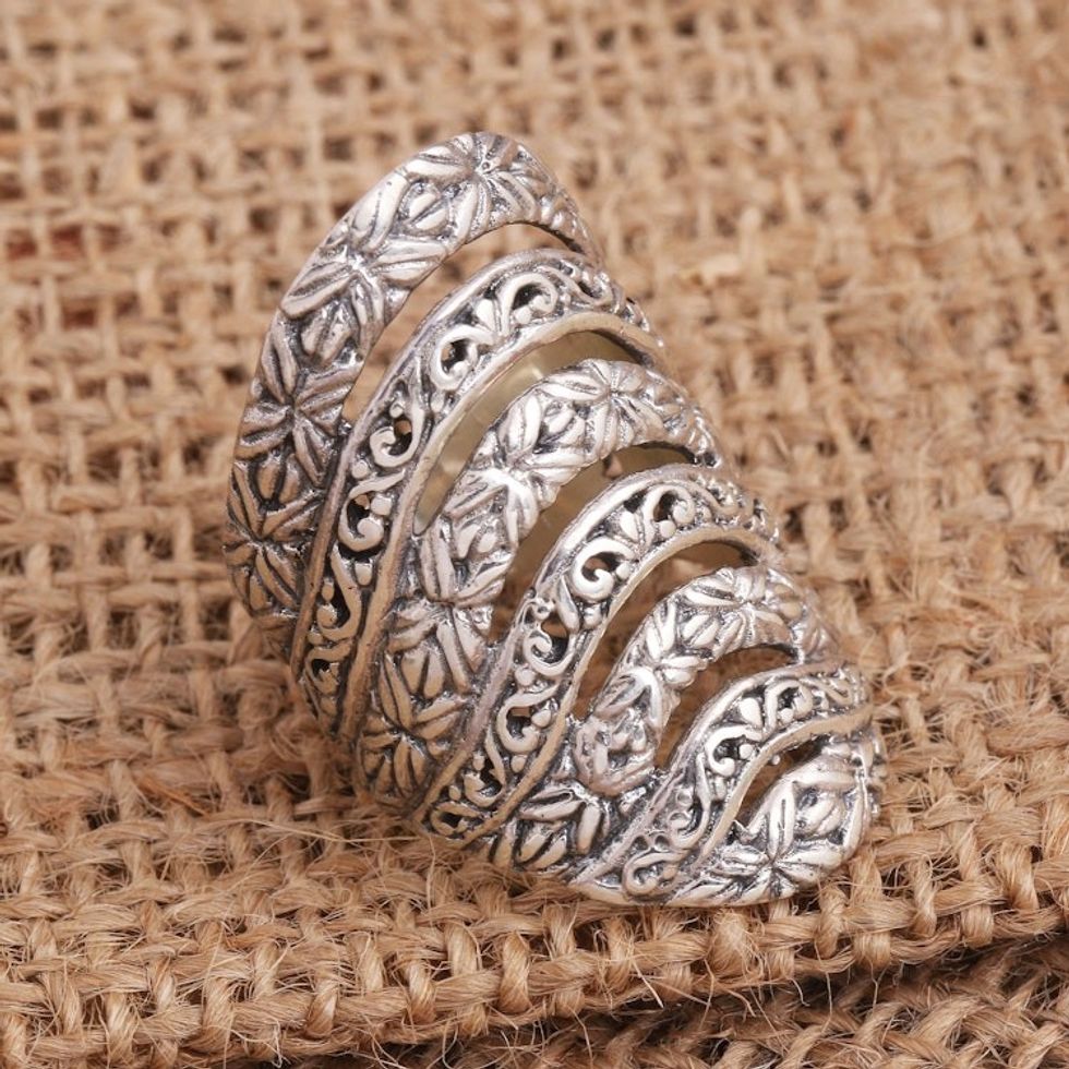 Seven Layer Sterling Silver Cocktail Ring 'Alluring Layers'