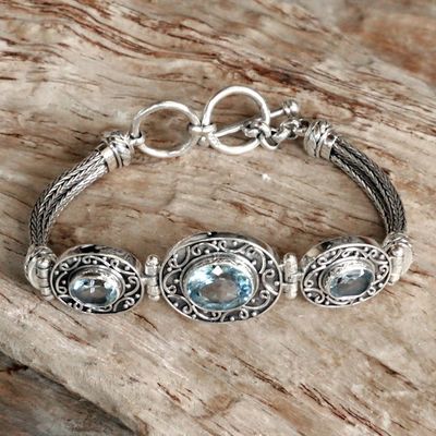 Alternate image for Blue Topaz Sterling Silver Bracelet Tradition