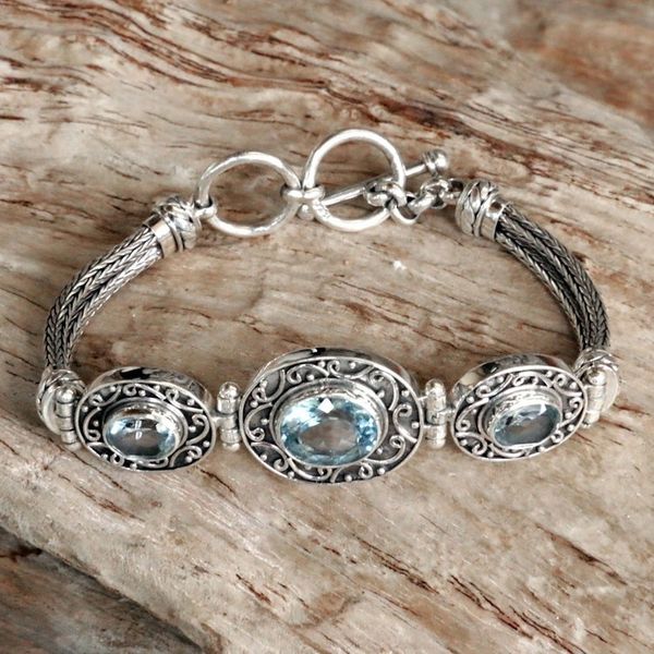 Alternate image for Blue Topaz Sterling Silver Bracelet Tradition