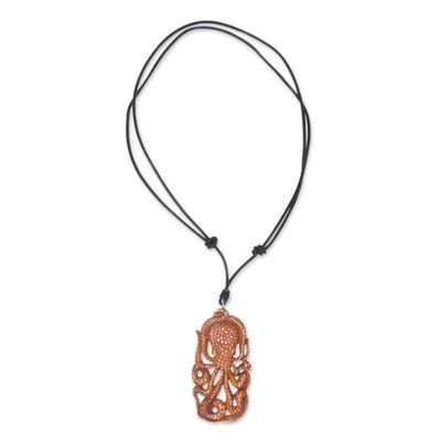 Alternate image for Octopus Pendant Necklace Hand Carved of Cow Bone Bali Octopus