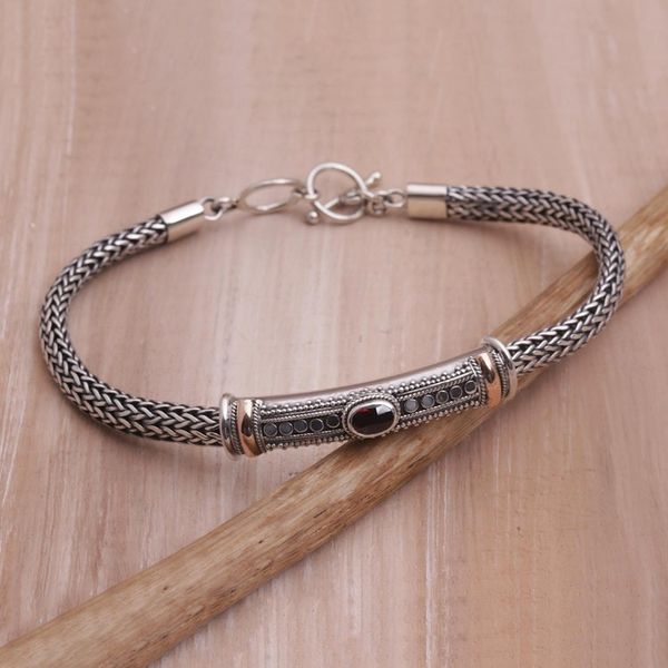 Alternate image for Gold Accent 925 Silver Garnet Pendant Bracelet from Bali Center of Hope