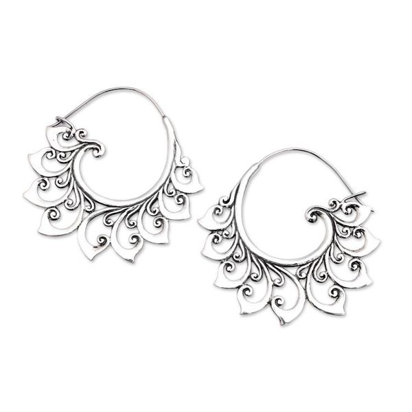 Alternate image for Curling Sterling Silver Hoop Earrings from Bali Curling Tendrils