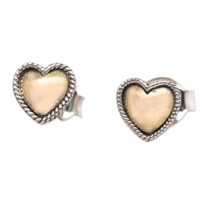 Alternate image for Gold-Plated Sterling Silver Heart-Motif Stud Earrings Shimmering Love