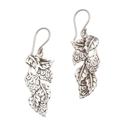 Alternate image for Leaf-Themed Sterling Silver Dangle Earrings from Bali Fantastic Forest