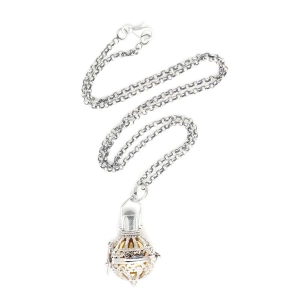 Alternate image for Silver and Moonstone Harmony Ball Necklace with Brass Protective Goddess