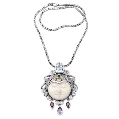 Alternate image for Multi-Gemstone Pendant Necklace From Indonesia Beautiful Moon