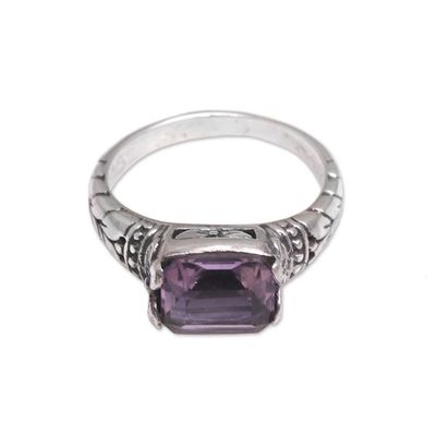 Alternate image for Faceted Purple Amethyst Single Stone Ring from Bali Padang Galak Beauty