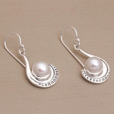 Alternate image for Sterling Silver and Cultured Pearl Dangle Earrings Marking Time