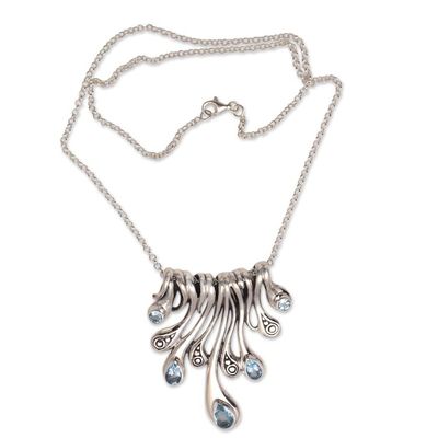 Alternate image for Teardrop Blue Topaz Pendant Necklace from Bali Angels Tears