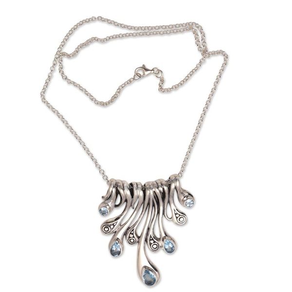 Alternate image for Teardrop Blue Topaz Pendant Necklace from Bali Angels Tears