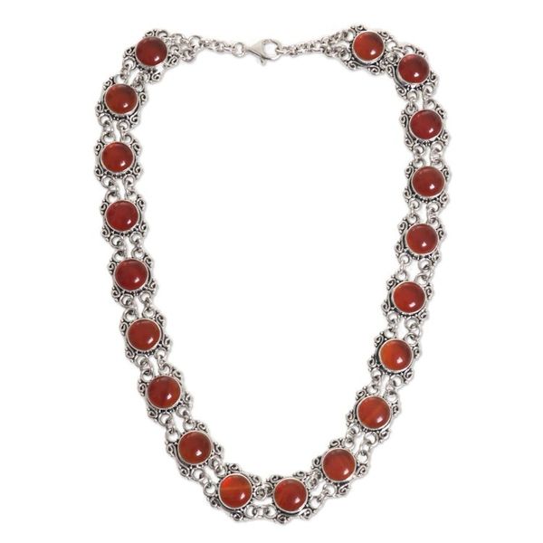 Alternate image for Sterling Silver Carnelian Statement Necklace Radiant Queen