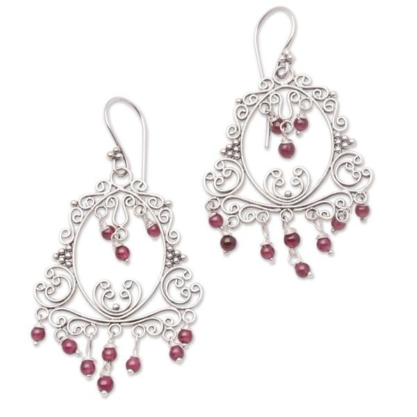 Alternate image for Garnet Sterling Silver Filigree Earrings Smiling Clown