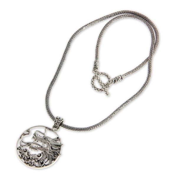 Alternate image for Mens Sterling Silver Dragon Necklace Victorious